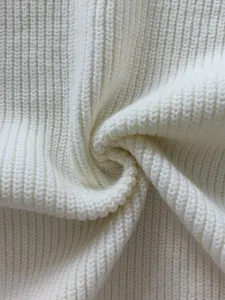 Detail shot of the premium white ribbed knit texture of this vintage men's cardigan