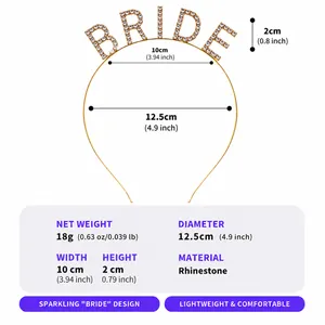 Dimensions du serre-tête BRIDE en strass: 12,5 cm de diamètre et 18 g de poids net