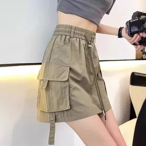Women High Waisted Cargo Skort Quick Dry A-Line Mini Skirt With Pockets Casual American Style Summer Anti-Exposure Bottoms