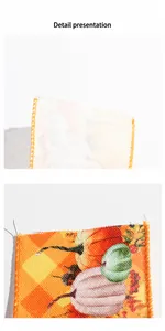 Close-up macro detail of Thanksgiving ribbon webbing showing pumpkin print and texture