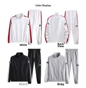 Détails de l'ensemble de survêtement pour hommes disponible en blanc, noir et gris sport