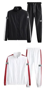 Survêtement de sport décontracté pour homme avec veste rayée et pantalon pour la course