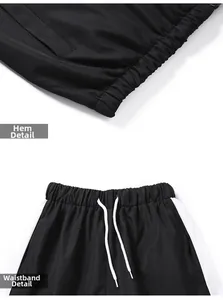 Détails de la taille élastique et de l'ourlet de veste pour un survêtement noir