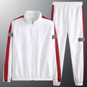 Ensemble de survêtement blanc pour homme avec rayures rouges et détails réfléchissants