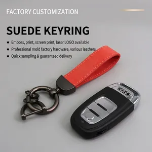 PU Leather Car Keychain With Zinc Alloy Buckle Anti-Lost D-Ring Key Ring Strap For Men Women Business Gift Car Accessory