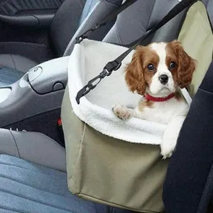 Secure and comfortable car pet booster seat with soft fleece lining and adjustable straps