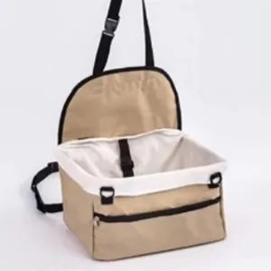 Breathable car pet booster seat carrier with adjustable safety straps for travel