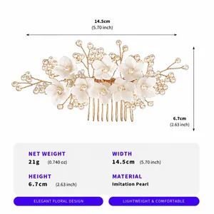 Dimensions et spécifications détaillées pour le peigne à cheveux de mariée en perle