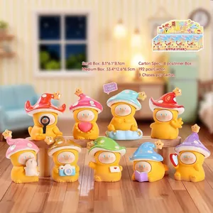 Lot de 9 figurines mignonnes de chat champignon avec chapeaux colorés et accessoires