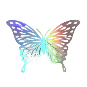 3D iridescent holographic hollow butterfly wall sticker for home and wedding decoration