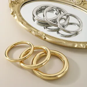 Oversized Thick Bangle Bracelet Stainless Steel 18K Gold Plated Minimalist Chunky Round High Polished Jewelry For Women