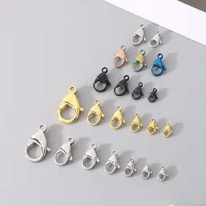304 Stainless Steel Lobster Clasp Vacuum Plated 18K Gold Rose Gold Black For DIY Jewelry Making Necklaces Bracelets Findings