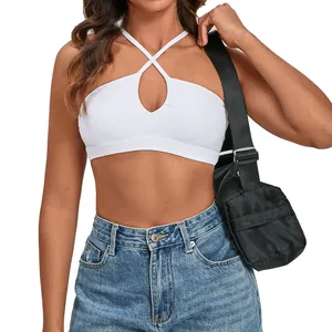 Soutien-gorge de sport blanc à bretelles croisées pour le yoga et le fitness des femmes