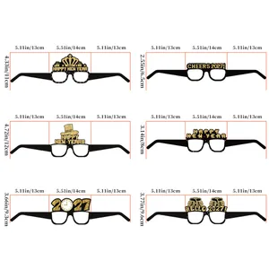 Dimension diagram for 2027 New Year party paper glasses set with six styles