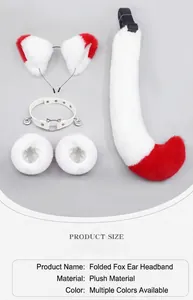 Detailed macro view showing the plush fox ear headband matching tail and choker accessories set