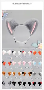 Collage showing various colors of handmade plush cat and fox ear headbands