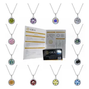 Varietà di collane in moissanite rotonda da 1 carato con scheda di certificazione GRA
