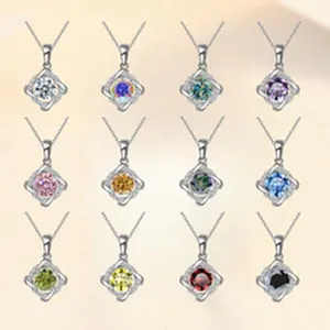 Collezione di collane in argento S925 con moissanite rotonda da 1 ct in 12 colori