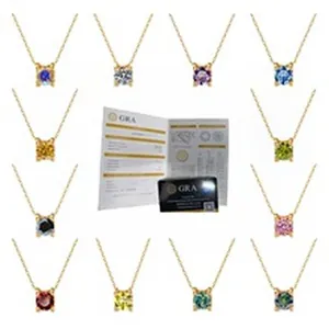 Varietà di collane in argento 925 e moissanite da 1 ct con certificato di garanzia GRA.