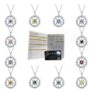 Set di 12 collane in moissanite colorata da 1ct in argento S925 con certificati GRA.