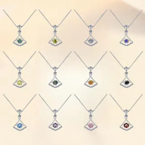 Collezione di ciondoli a ventaglio in argento S925 con moissaniti multicolori