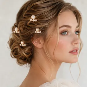 Épingles à Cheveux Mariée Künstliche Perles Strass Minimaliste Alliage Doré Fourche en U Pour Coiffure de Mariage Banquet Femmes