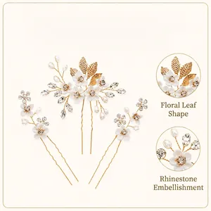 Ensemble d'épingles à cheveux de mariée avec fleurs blanches, perles et strass