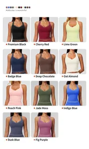 Vue détaillée des différentes options de couleur pour débardeurs de yoga contrastés