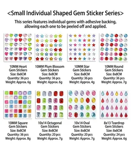Detailed specification guide for multi-shaped self-adhesive crystal rhinestone stickers