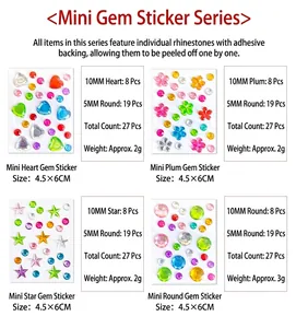 Specifications for mini colorful self-adhesive gem stickers for kids DIY crafts