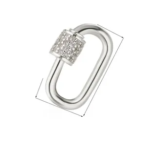 Close-up detail of the oval screw clasp with pavé zircon for DIY jewelry making