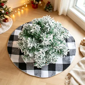 Black and white buffalo plaid Christmas tree skirt for a festive home decoration