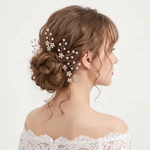 Épingles à cheveux mariée lot de 5 avec fleurs strass pour coiffures élégantes
