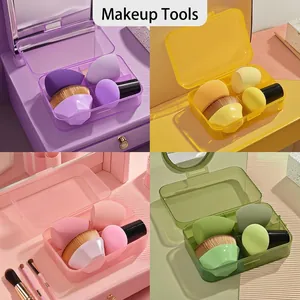 Professionelles 4-teiliges Make-up-Schwamm- und Pinselset in transparenter Kapselbox