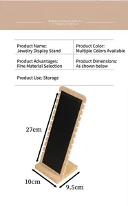 Detailed view of bamboo necklace display stand with 27cm height and black velvet padding