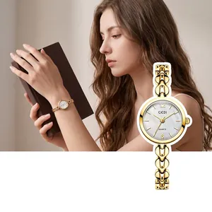 Elegante Damen Quarzuhr Schmuck Kette Armband Stil Edelstahl Muschel Zifferblatt Wasserdicht Minimalistische Mode Armbanduhr