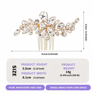 Dimensions et poids détaillés du peigne à cheveux en strass