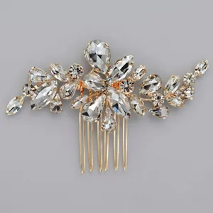 Peigne à cheveux de mariée élégant avec cristaux clairs en forme de poire et marquise