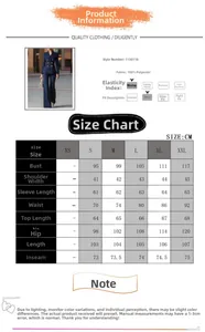 Detailed size guide for women's navy pinstripe double-breasted business suit set