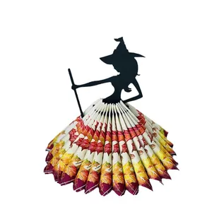Witch silhouette napkin holder with autumn leaf dress for kitchen table decor