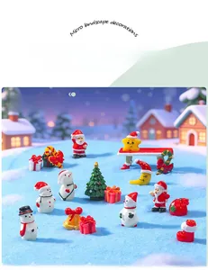 Detailed view of assorted Christmas resin miniatures in a festive snowy landscape.