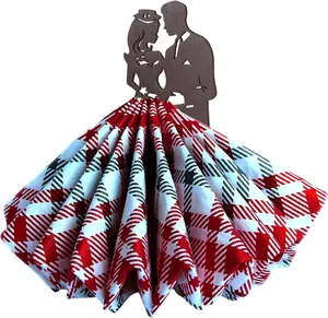 Creative wooden witch silhouette napkin holder with red plaid skirt decoration detail