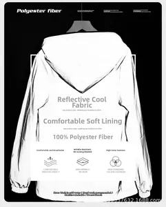 Detailed view of a reflective outdoor windbreaker jacket made of 100% polyester fiber