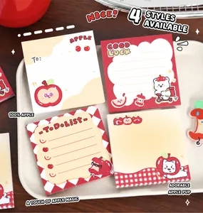 Quattro stili diversi di simpatici foglietti di carta a tema mela per il journaling