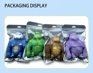 Creative decompression gorilla TPR squishy toys packed in silver foil zip-lock bags