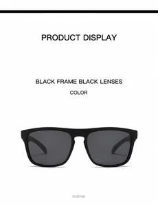 Detailed front view of black polarized sports sunglasses with UV protection for men.