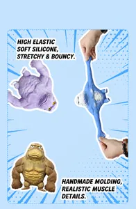 Elastic TPR gorilla squishy toy being stretched showing muscle texture details