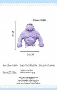 Detailed dimensions and specifications of the purple gorilla TPR stress relief toy