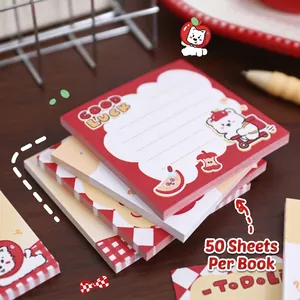 Schattige memo-pads met appelthema, 50 vellen per pak, voor journaling en notities