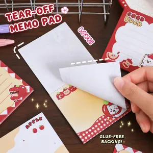 Cute cartoon apple themed non-adhesive tear-off memo pad for student stationery